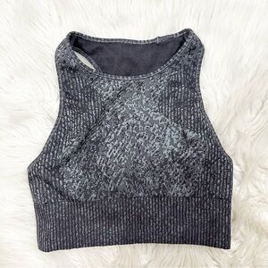 Lululemon Ebb to Train Bra Grey Black Digital Camo High Neck Racerback Size 6